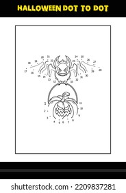 Halloween dot to dot coloring page for kids. Line art coloring page design for kids.