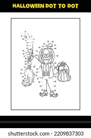 Halloween dot to dot coloring page for kids. Line art coloring page design for kids.