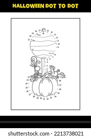 Halloween dot to dot coloring page for kids. Line art coloring page design for kids.