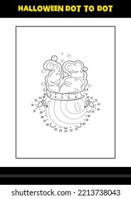 Halloween dot to dot coloring page for kids. Line art coloring page design for kids.