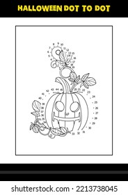 Halloween dot to dot coloring page for kids. Line art coloring page design for kids.