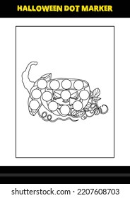Halloween dot marker coloring page for kids. Line art coloring page design for kids.