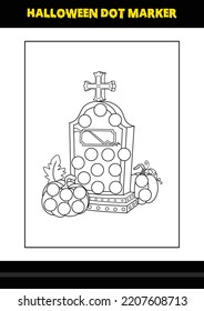 Halloween dot marker coloring page for kids. Line art coloring page design for kids.