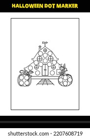 Halloween dot marker coloring page for kids. Line art coloring page design for kids.