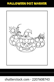 Halloween dot marker coloring page for kids. Line art coloring page design for kids.