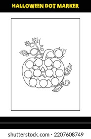 Halloween dot marker coloring page for kids. Line art coloring page design for kids.