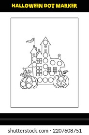 Halloween dot marker coloring page for kids. Line art coloring page design for kids.