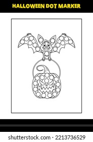 Halloween dot marker coloring page for kids. Line art coloring page design for kids.