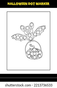 Halloween dot marker coloring page for kids. Line art coloring page design for kids.