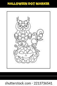 Halloween dot marker coloring page for kids. Line art coloring page design for kids.