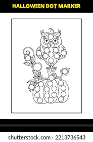 Halloween dot marker coloring page for kids. Line art coloring page design for kids.