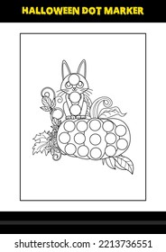 Halloween dot marker coloring page for kids. Line art coloring page design for kids.