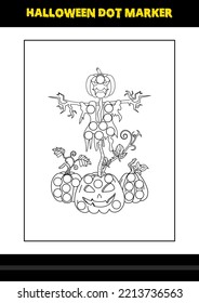 Halloween Punktemarkierungsseite für Kinder. Farbgestaltung für Kinder durch Line Art.
