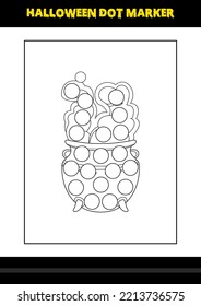Halloween dot marker coloring page for kids. Line art coloring page design for kids.