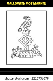 Halloween dot marker coloring page for kids. Line art coloring page design for kids.