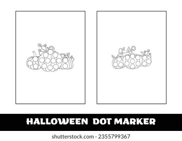 Halloween dot marker coloring page for kids. Halloween education dot marker game for preschool children..