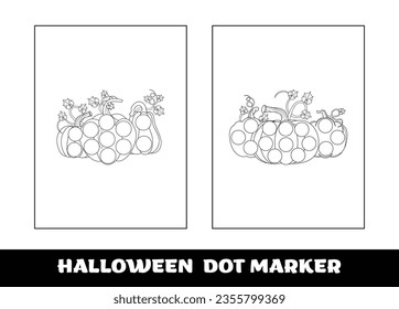 Halloween dot marker coloring page for kids. Halloween education dot marker game for preschool children..