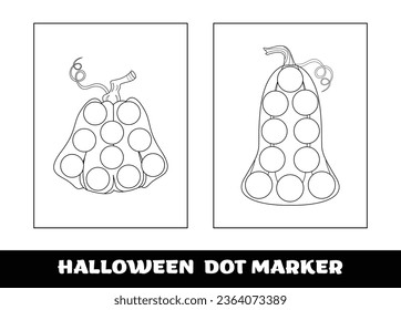 Halloween dot marker coloring page for kids. Halloween education dot marker game for preschool children..