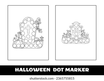 Halloween Punktemarkierungsseite für Kinder. Halloween Education dot Marker Spiel für Vorschulkinder.