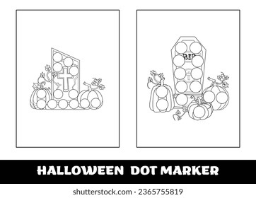 Halloween Punktemarkierungsseite für Kinder. Halloween Education dot Marker Spiel für Vorschulkinder.