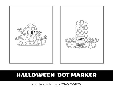 Halloween dot marker coloring page for kids. Halloween education dot marker game for preschool children..