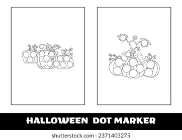 Halloween dot marker coloring page for kids. Halloween education dot marker game for preschool children..