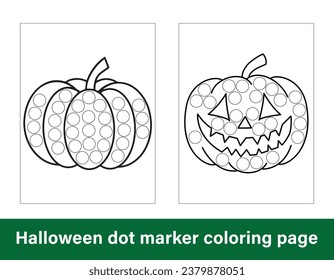 Halloween Punktemarkierungsseite für Kinder. Halloween education dot marker game for preschool children