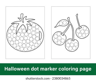 Halloween dot marker coloring page for kids. Line art coloring page design for kids