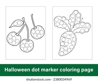 Halloween dot marker coloring page for kids. Line art coloring page design for kids