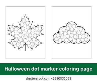 Halloween dot marker coloring page for kids. Line art coloring page design for kids