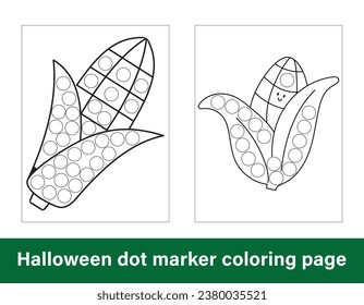 Halloween dot marker coloring page for kids. Line art coloring page design for kids