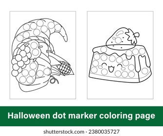 Halloween dot marker coloring page for kids. Line art coloring page design for kids