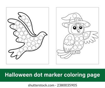 Halloween Punktemarkierungsseite für Kinder. Malerdesign für Kinder