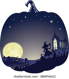 Halloween Double Exposure Background with copy-space. 