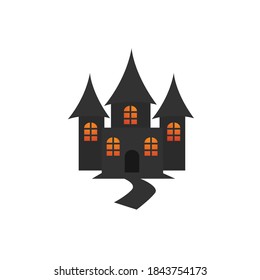 halloween dracula casstle flat illustration