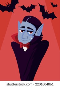 halloween dracula character with bat