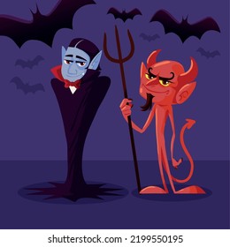 personaje dracula de halloween y murciélagos