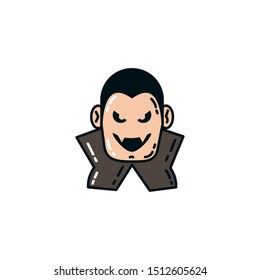 halloween dracula face flat character vector illustration design
