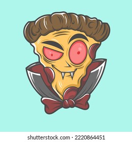 halloween dracula pizza, vector design and doodle art, for tshirt design, company logo and others