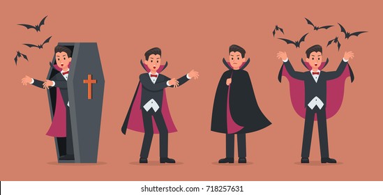 Halloween dracula with pumpkin character vector design. 