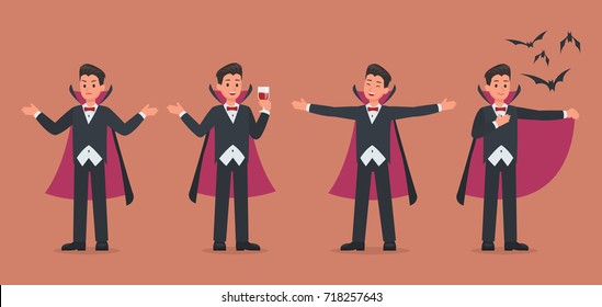 Halloween dracula with pumpkin character vector design. 