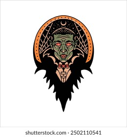 halloween dracula tattoo vector design