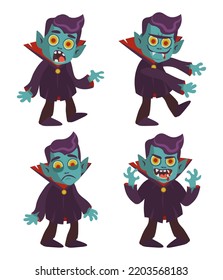 halloween dracula vampire characters flat vector illustration