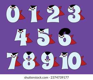 Halloween dracula vampire number set