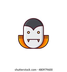 Halloween Dracula. Vector icon made in modern line style. Colorful illustration isolated on white background