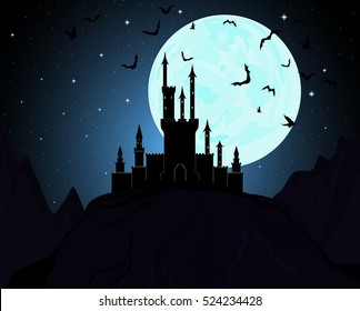 Halloween Dracula's castle. Vector illustration