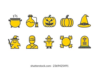 Halloween drawing doodle collections cartoon icon illustrations cute ghost hunter house night hat moon bone spider bat zombie grave potion vampire witch