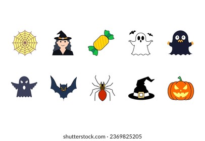 Halloween drawing doodle collections cartoon icon illustrations cute ghost hunter house night hat moon bone spider bat zombie grave potion vampire witch	
