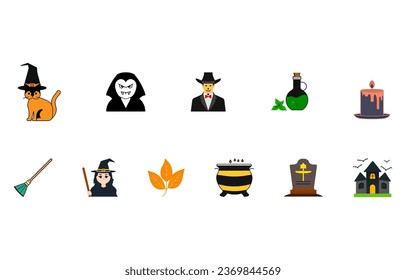 Halloween drawing doodle collections cartoon icon illustrations cute ghost hunter house night hat moon bone spider bat zombie grave potion vampire witch