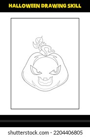 Halloween drawing skill for kids. Halloween drawing skill coloring page for kids.